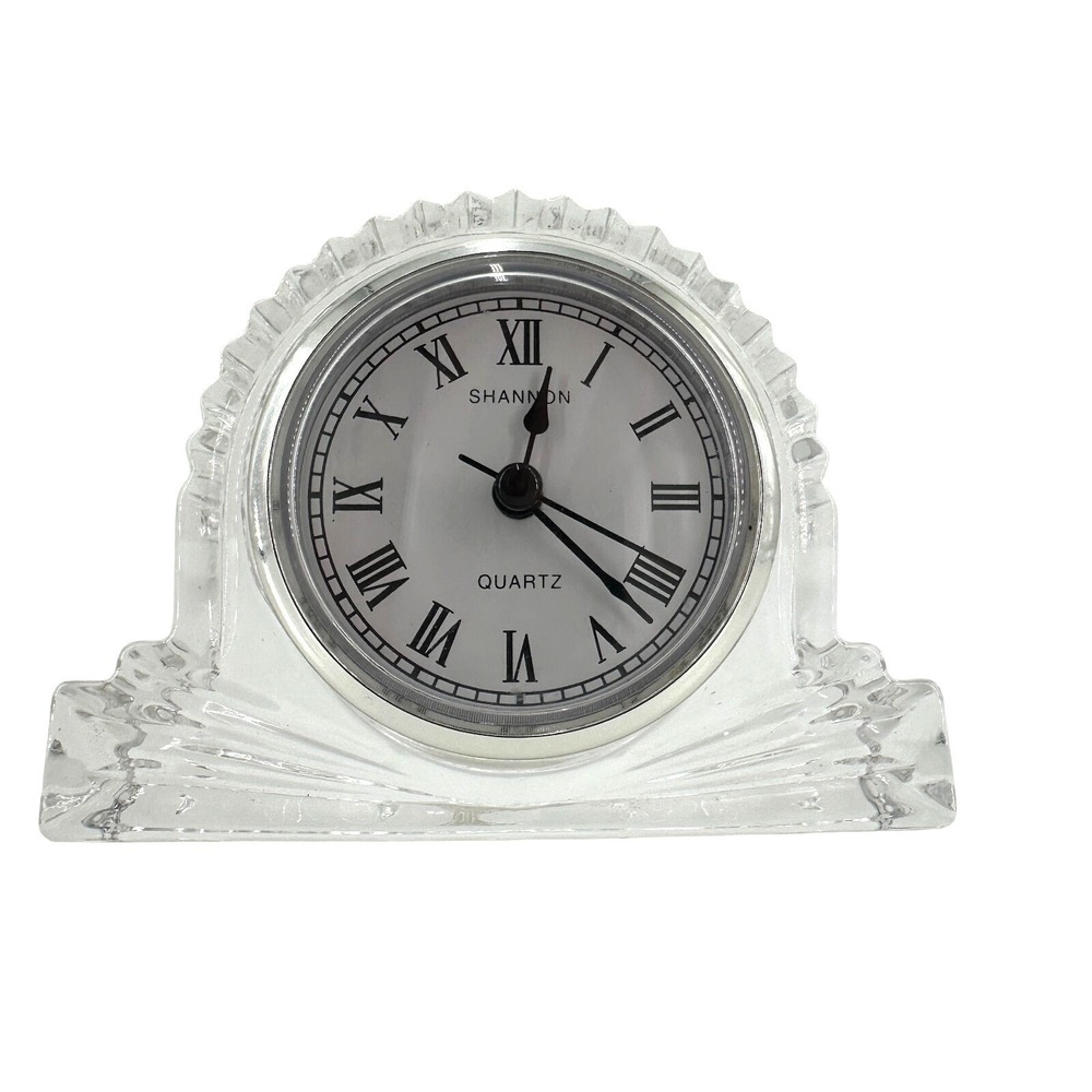 Vintage Shannon Crystal Quartz Desk Clock 24% Lead Crystal WORKING Ireland